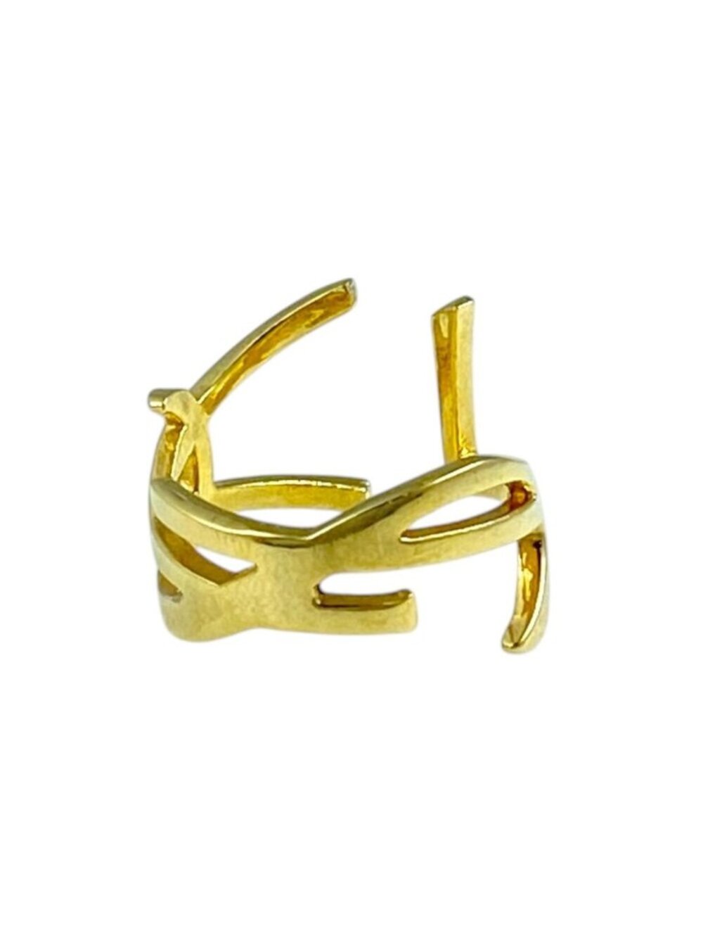 Saint Laurent Opium Cassandra Twist Ring YSL Logo Metal Gold Everyday Use Going